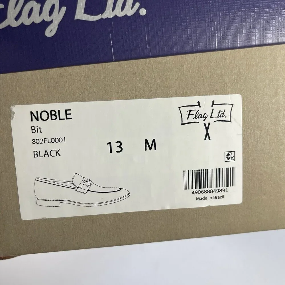 Flag Ltd. NOBLE Men's Bit Loafers Black Leather Nappa Glove Size 13 M Brazil Box